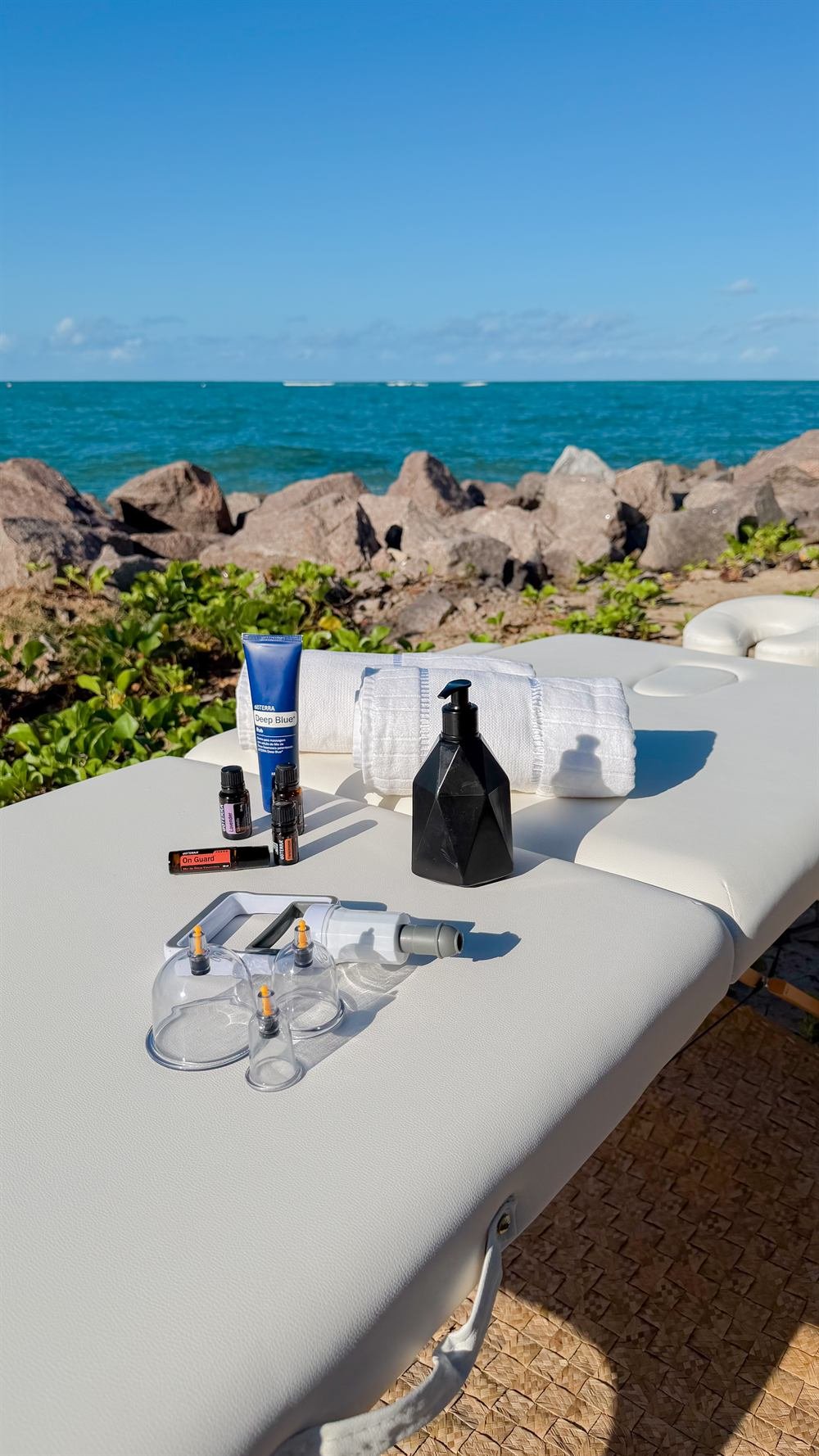 Kit de ventosaterapia e óleos essenciais Toque do Mar